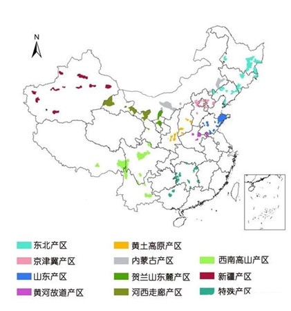 中國葡萄酒產(chǎn)區分布圖