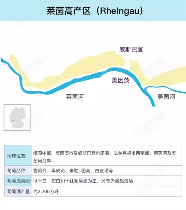 德國萊茵高葡萄酒產(chǎn)區地圖